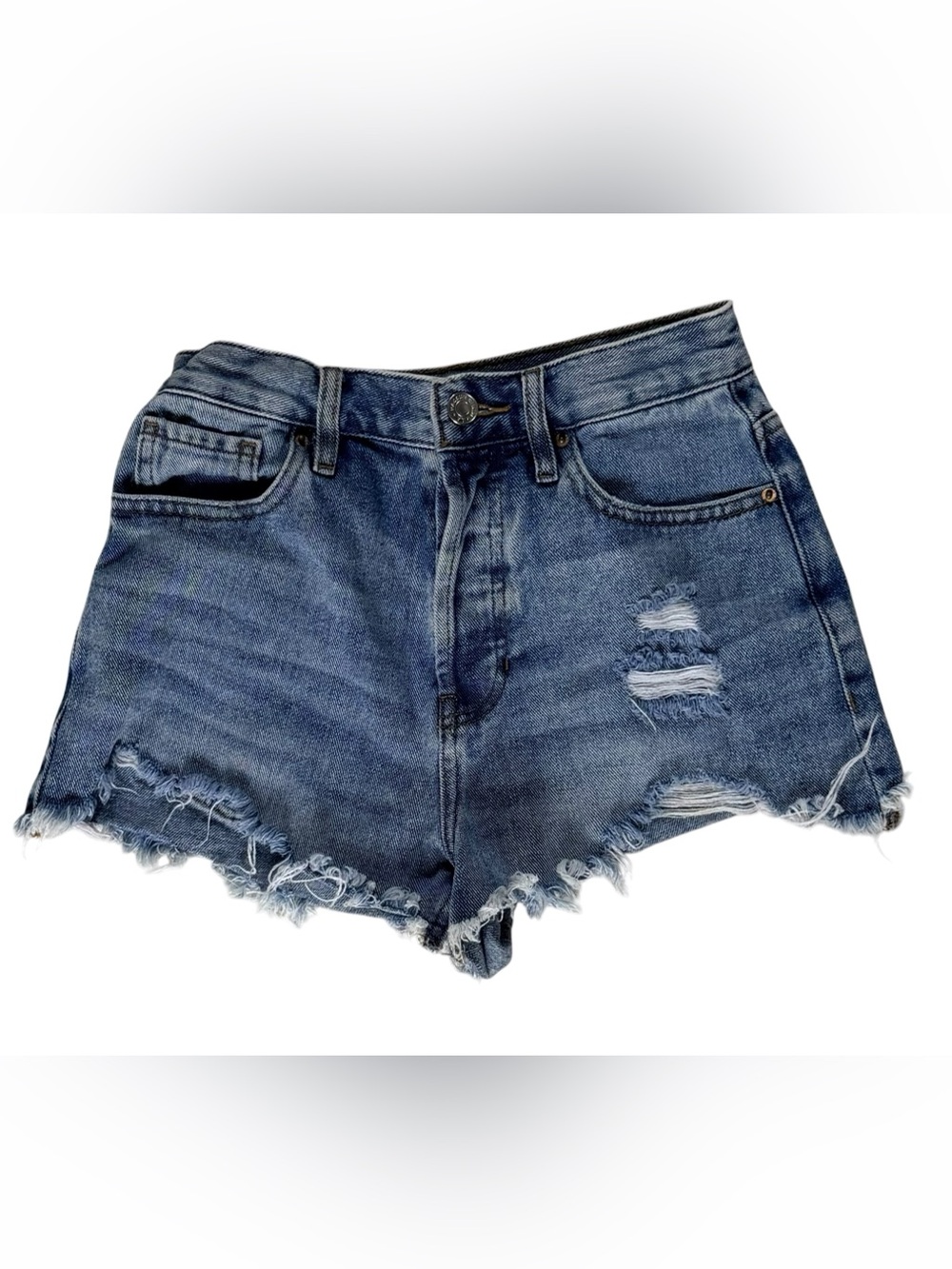 PacSun High Rise Distressed Button-Fly Denim Shorts | Size 2 (25)